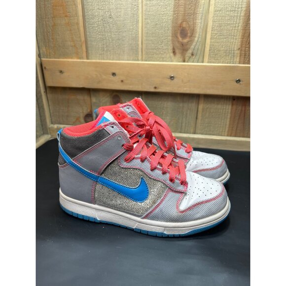 Nike Dunk High Premium Sneakers Size 6 Silver Gray Blue Pink Mesh & Leather Uppe - Picture 1 of 7